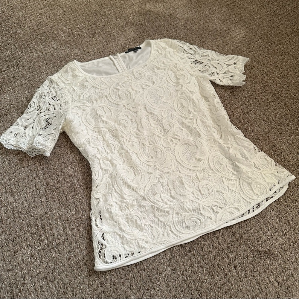 🪽 (NWOT) Adrianna Papell • White Lace Blouse - Picture 10 of 10